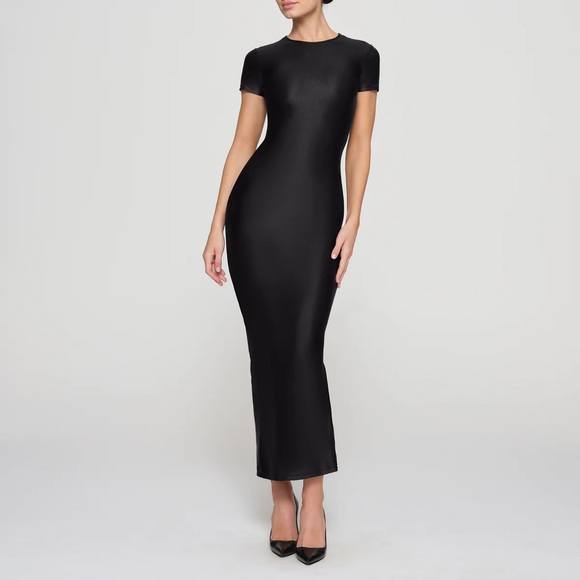 SKIMS Long Dress | Black | 3X | Shine Jersey